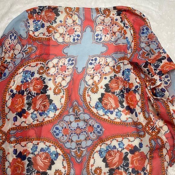 Moon Orchid Women's Boho Bell Sleeve Sheer Floral‎ Print Oversized Kimono Sz Sm - Picture 11 of 13